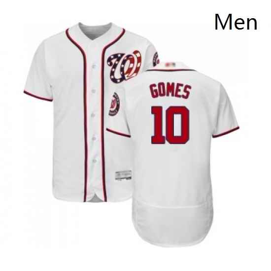 Mens Washington Nationals 10 Yan Gomes White Home Flex Base Authentic Collection Baseball Jersey